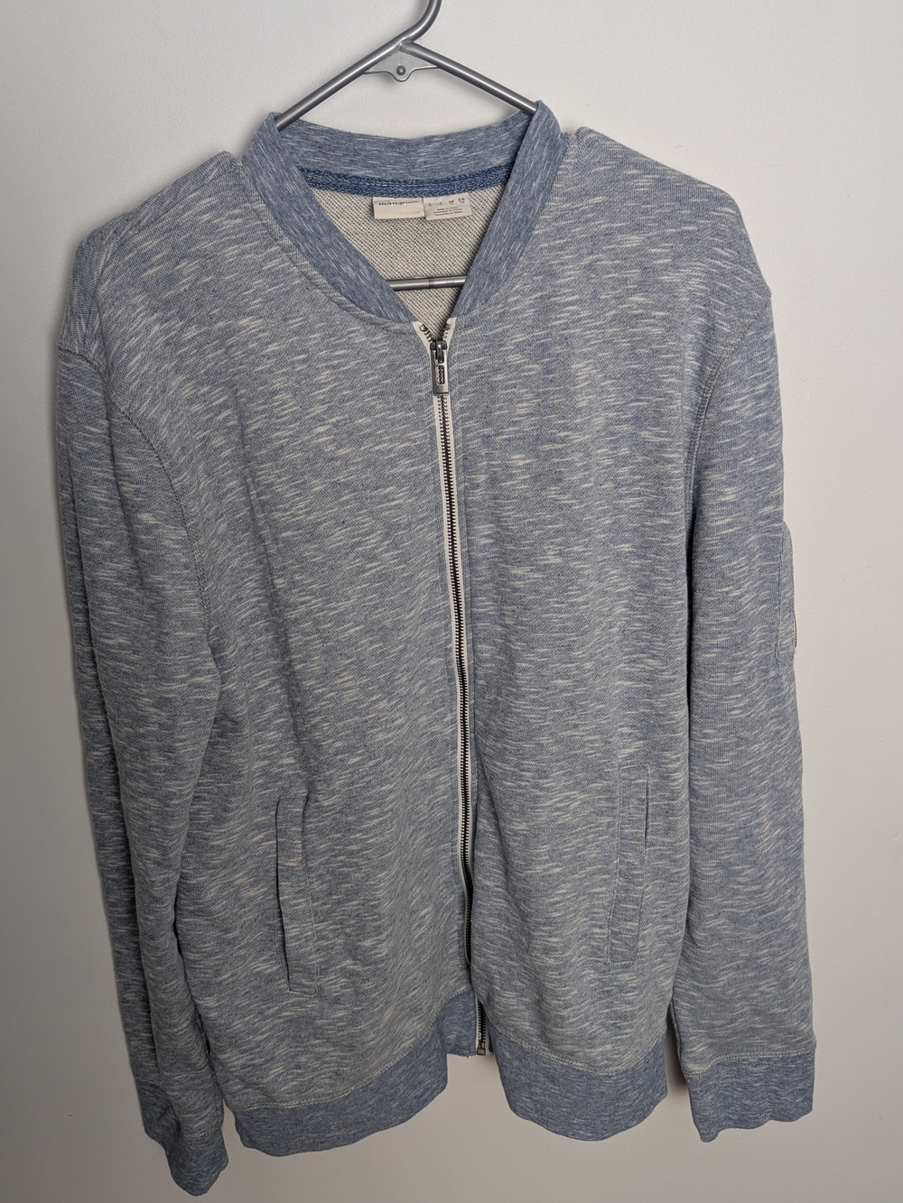 Men's Heather Light Blue Zip Bomber Jacket
